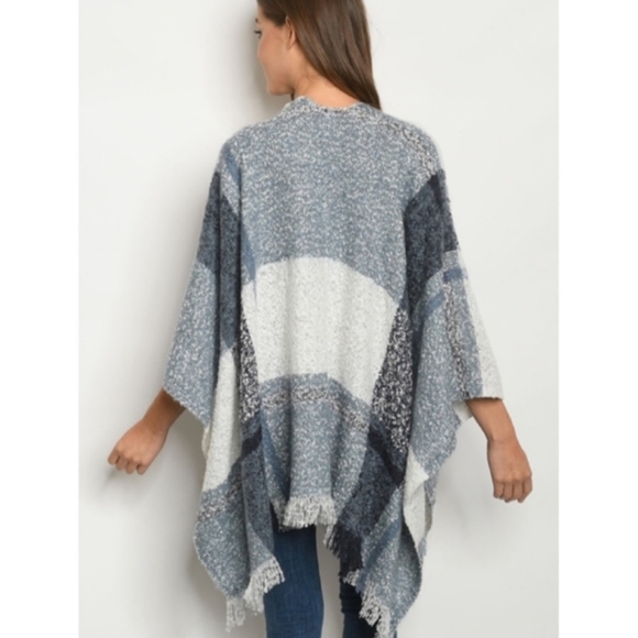One Size Blue Soft Poncho - Picture 3 of 3